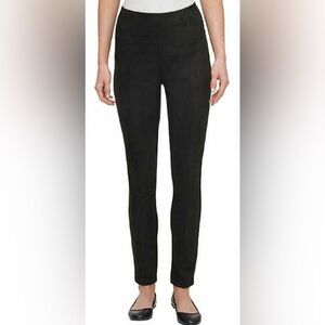 Andrew Marc Black Faux Suede High-rise pull-on pants, size XL